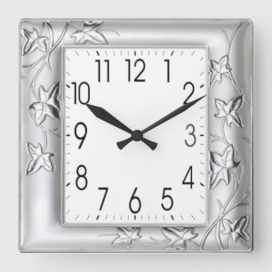 Silver effective square wall clock