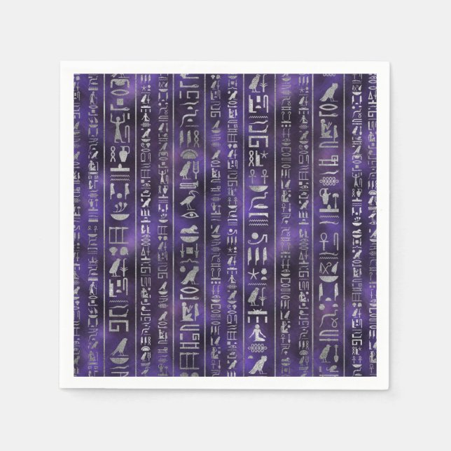 Silver Egyptian hieroglyphics pattern Napkin (Front)