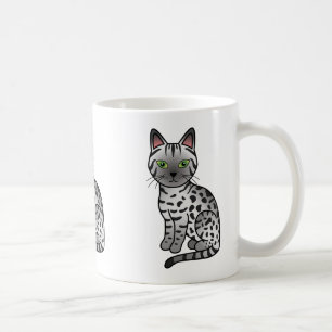Silver Egyptian Mau Cat Illustration Coffee Mug
