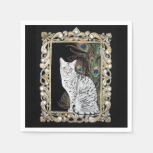 Silver Egyptian Mau Napkin