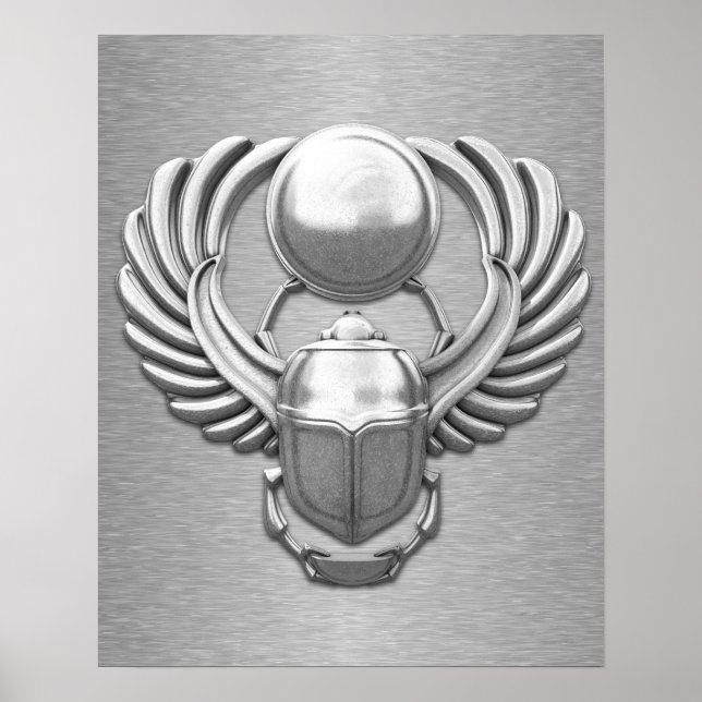 Silver Egyptian Scarab Poster (Front)