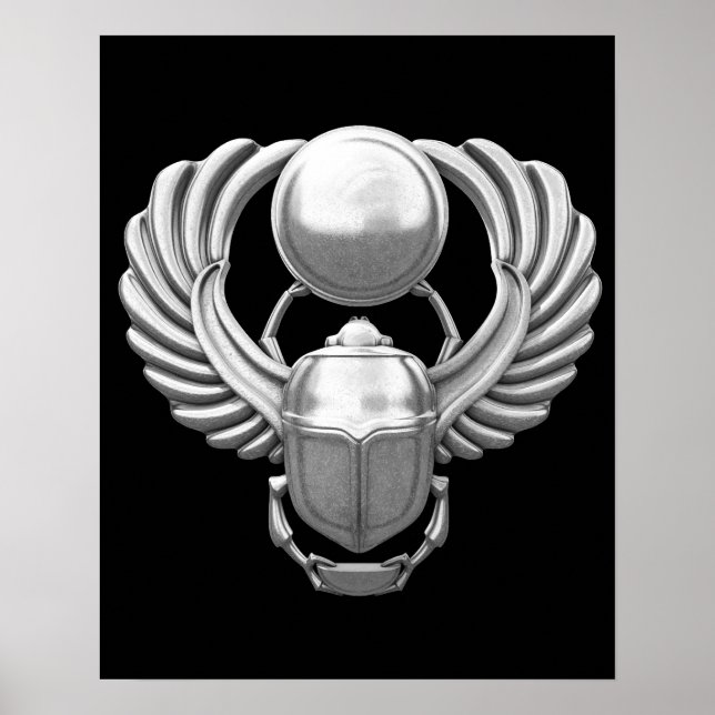 Silver Egyptian Scarab Poster (Front)