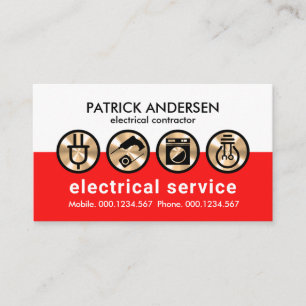 Silver Electrical Icons Electrician Business Card