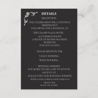 Silver Elegance Collection Wedding Details Card