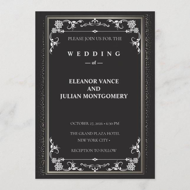 Silver Elegance Collection Wedding Invitation (Front)