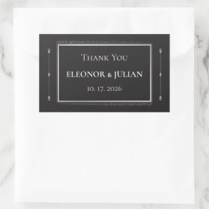 Silver Elegance Collection Wedding Rectangle Stick Sticker