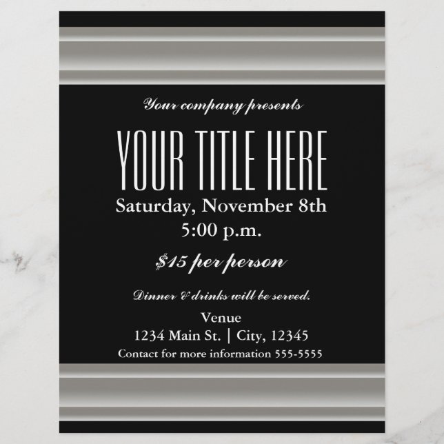 Silver Elegance Glamour Event Flyer Poster (Front)