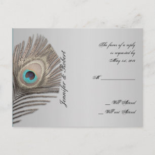 Silver Elegance Peacock RSVP Postcard