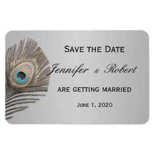 Silver Elegance Peacock Wedding Magnet