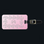 Silver Elegance Pink Personalized Luggage Tag<br><div class="desc">Lovely scroll design in silver over a light pink gradient background. Customize text with name or monogram on one side,  contact info on the other.</div>