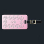 Silver Elegance Pink Personalized Luggage Tag<br><div class="desc">Lovely scroll design in silver over a light pink gradient background. Customize text with name or monogram on one side,  contact info on the other.</div>