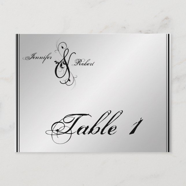 Silver Elegance Wedding Table Number Postcard (Front)