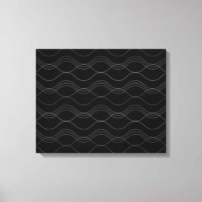 Silver, elegant, cool, modern, simple wavy pattern canvas print (Front)