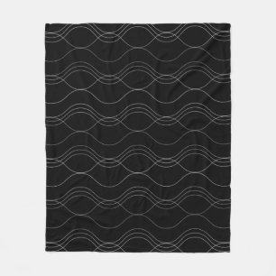 Silver, elegant, cool, modern, simple wavy pattern fleece blanket