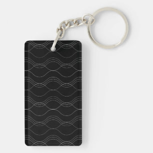 Silver, elegant, cool, modern, simple wavy pattern keychain