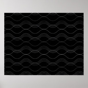 Silver, elegant, cool, modern, simple wavy pattern poster