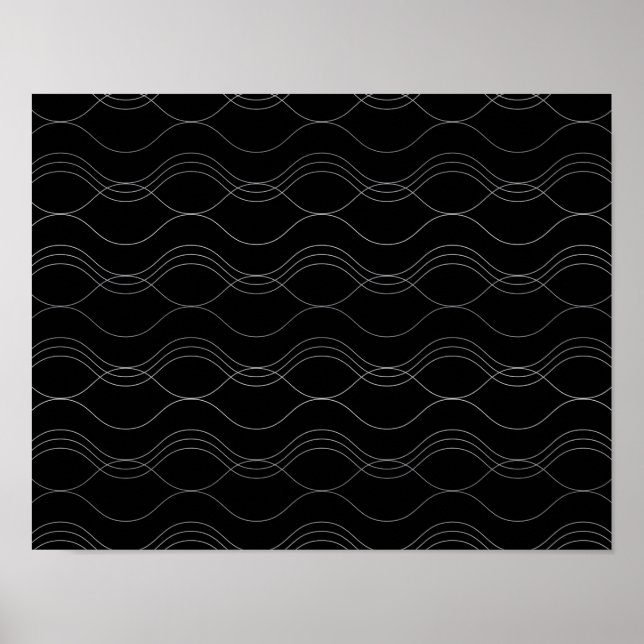 Silver, elegant, cool, modern, simple wavy pattern poster (Front)