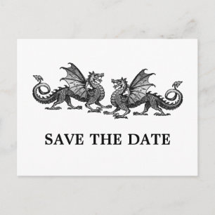 Silver Elegant Dragons Save the Date Postcard
