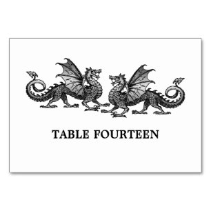 Silver Elegant Dragons Table Card