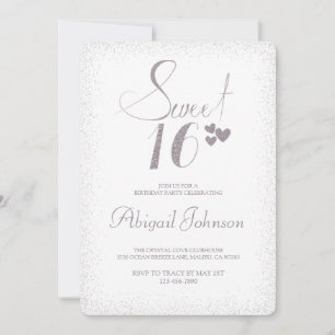Silver Elegant Girls Sweet 16 Birthday  Invitation