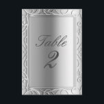 Silver Elegant Glamour Wedding Table Number Card<br><div class="desc">Silver Elegant Glamour Wedding Table Number Card. Matching items available.</div>