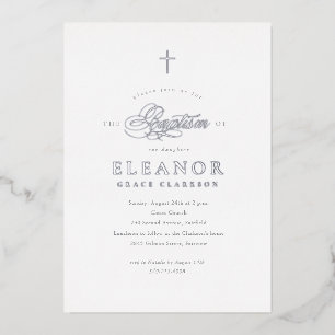 Silver Elegant Gold Cross Calligraphy Baptism