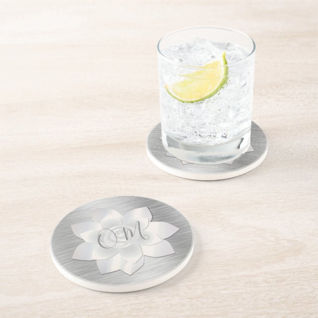 Silver Elegant Lotus OM   Coaster (Side)