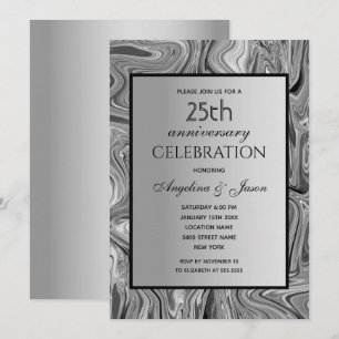 Silver Elegant Luxury 25th Wedding Anniversary Invitation