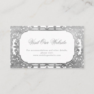 Silver elegant ornate vintage visit website place card