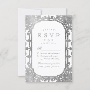 Silver elegant ornate vintage wedding RSVP