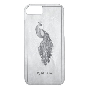 Silver Elegant Peacock Personalized Case-Mate iPhone Case