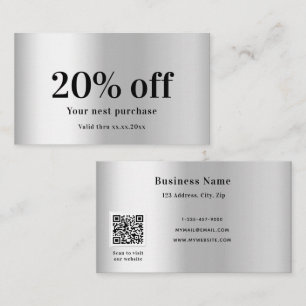 Silver elegant qr code discount card