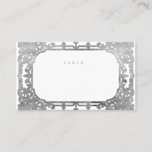 Silver elegant romantic ornate vintage wedding place card