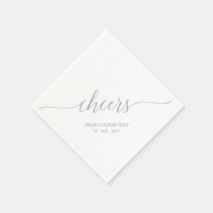 Silver   Elegant Stylish Lettering Cheers Event Napkin