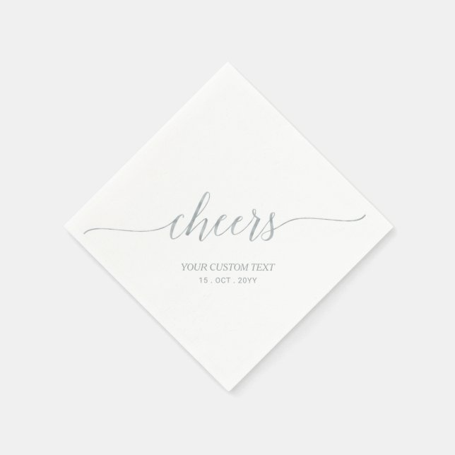 Silver | Elegant Stylish Lettering Cheers Event Napkin (Corner)