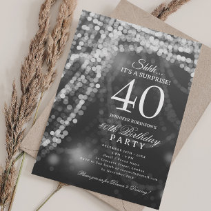 Silver   Elegant Surprise 40th Birthday Party  Invitation