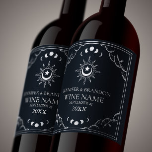 Silver Elegant Tarot Card Wedding Wine Label