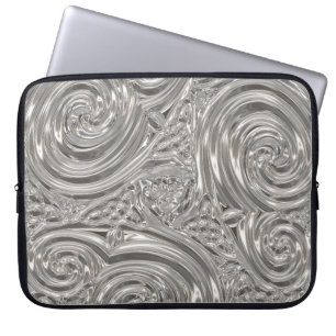 Silver elegant victorian art nouveau laptop sleeve