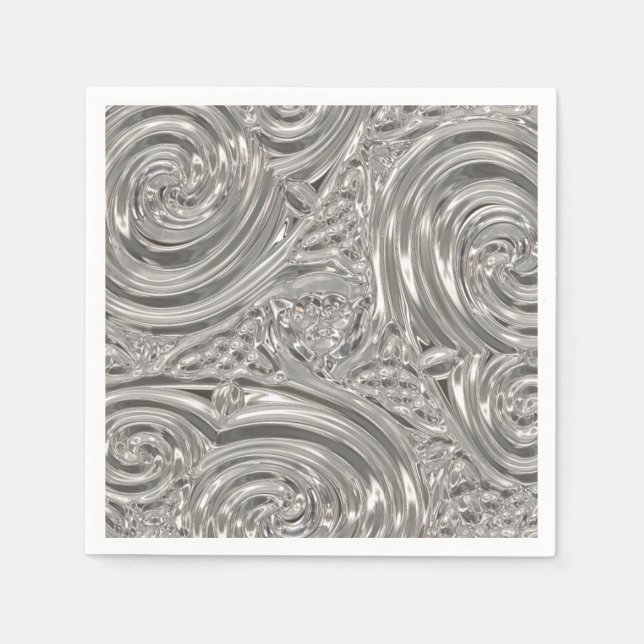 Silver elegant victorian art nouveau napkin (Front)