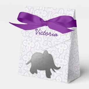 silver elephant - white favour box