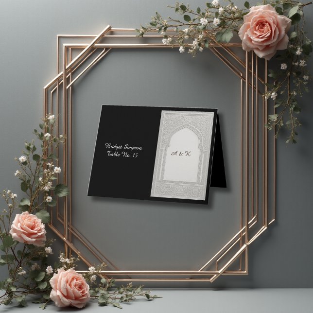 Silver Embossed Floral Arch Wedding guest card (Creator Uploaded)