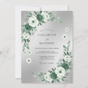 Silver Emerald Foliage Eucalyptus Wedding Invitation