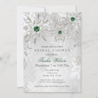 Silver Emerald Snowflakes Winter Bridal Shower