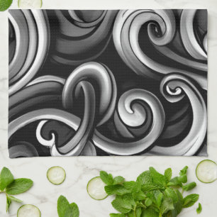 Silver Energy Swirls Kitchen Towel