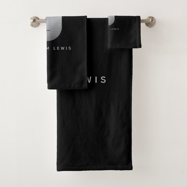 Silver et noir Monogramme moderne minimaliste (En situation)