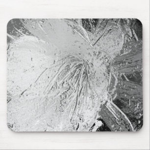 Silver Etched Cactus Flower Mouse Pad