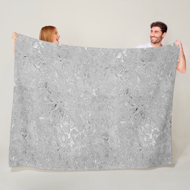 Silver Etched Hibiscus Flowers, Fleece Blanket (In Situ)