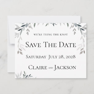 Silver Eucalyptus Greenery Wedding 2 Save The Date Invitation