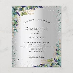 Silver eucalyptus greenery wedding invitation