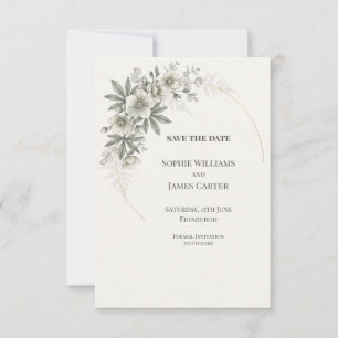 Silver Eucalyptus Lunaria Gold Fleck Wedding Save The Date